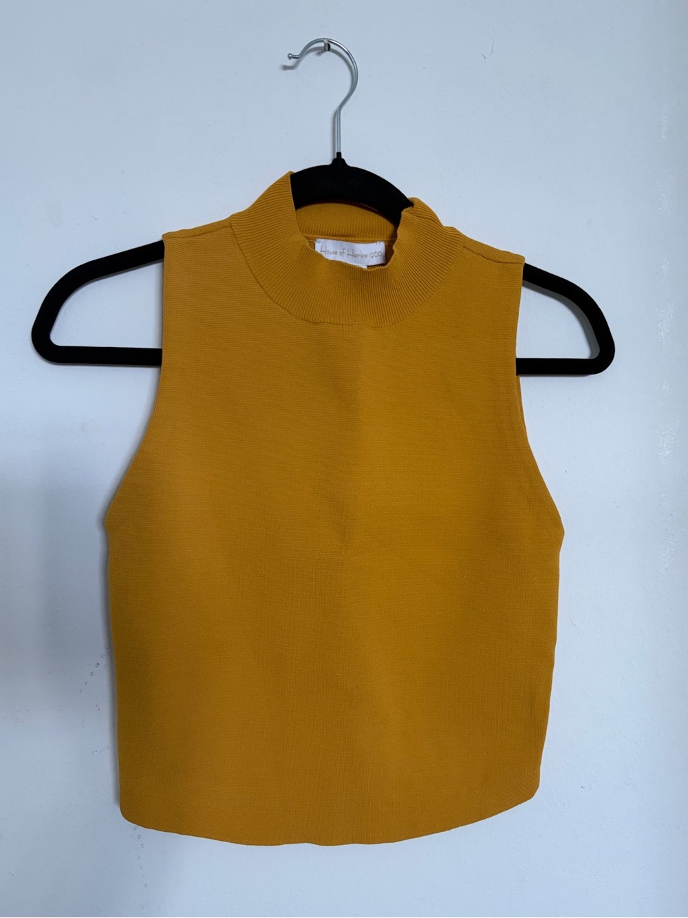 House of Harlow 1960 Mustard Yellow Sleeveless Mock Neck Knit Top S
